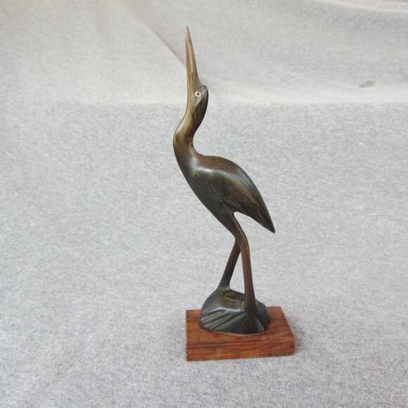 carved horn crane egret heron vintage (W3312) - Picture 1 of 5